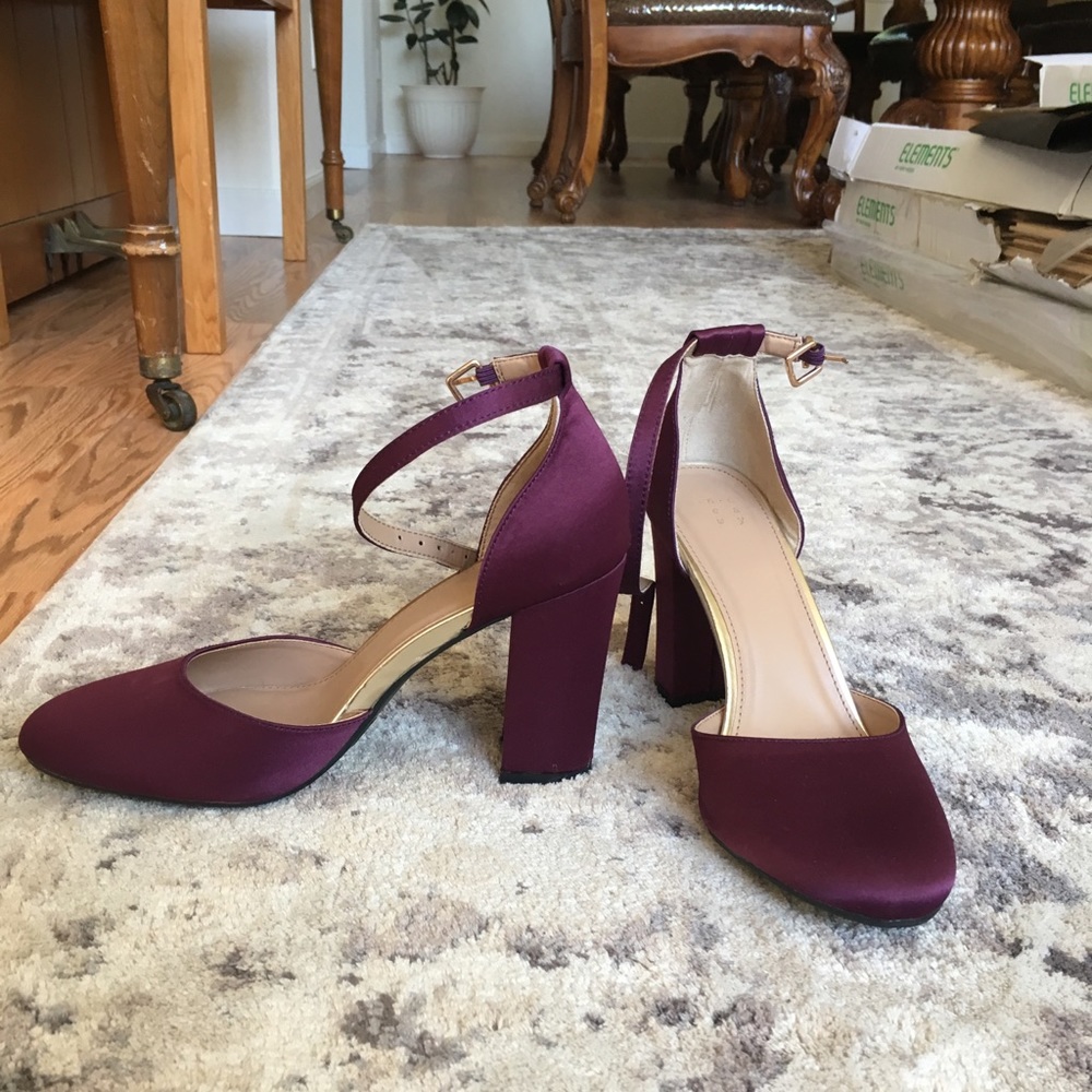 Plum colored block heels